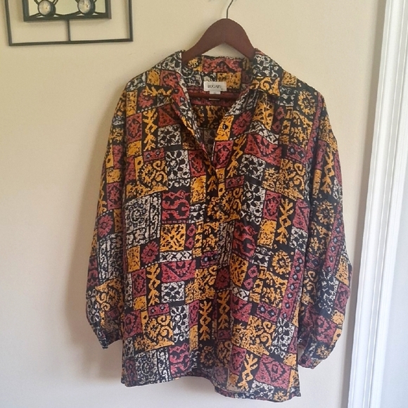 Bogari Vintage 90s 100% Silk Button-Up Shirt Size M - Picture 1 of 6